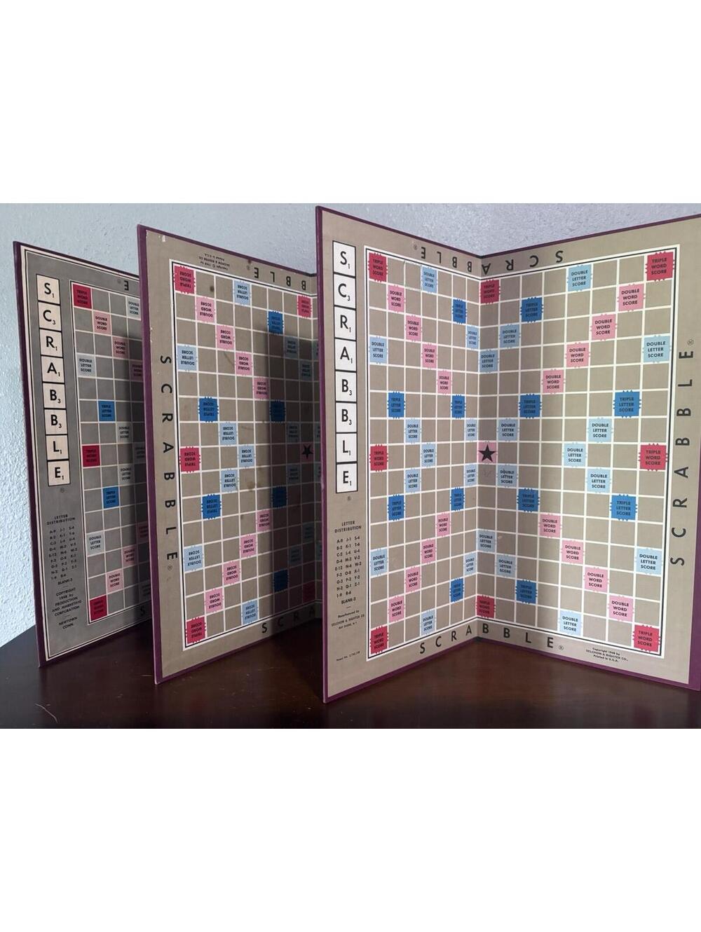 Scrabble Board, Letter Tiles And Holders For  Crafts